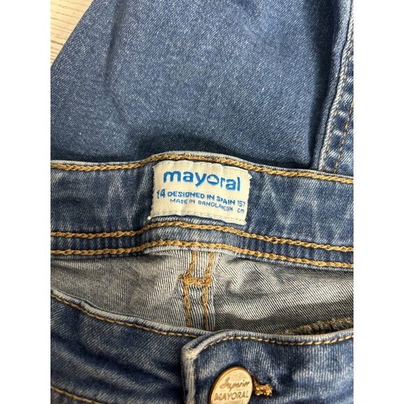 Mayoral Girls Size 14 Super Skinny Medium Gray Denim Jeans Adjustable Waistband - Picture 2 of 4